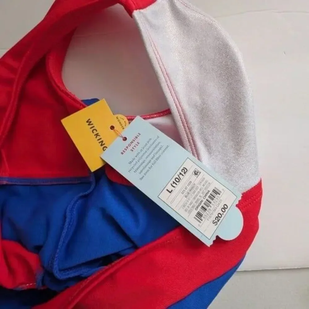 CAT & JACK Girl's Red, White & Blue One-Piece Bathing Suit Size L (10/12)
